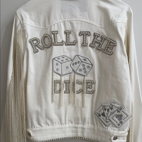 Rue De Seine White Pearl Embellished Jean Jacket - Picture 2 of 7